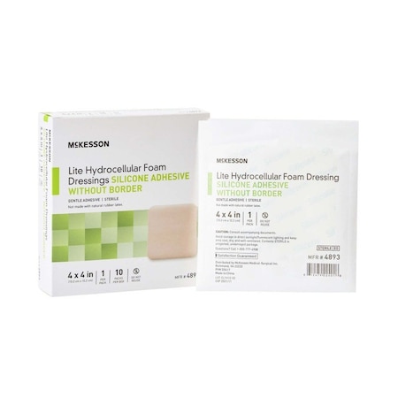 Mckesson Silicone Gel Adhesive without Border Thin Foam Dressing, 4 x 4 Inch, 200PK 4893